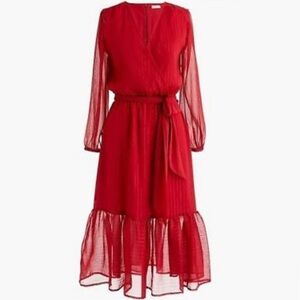 J. Crew Point Sur faux-wrap dress in Lurex crinkle chiffon Size 0